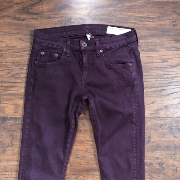 rag & bone • The Dre skinny boyfriend jeans Aged Wine burgundy maroon ankle slim - Picture 5 of 10